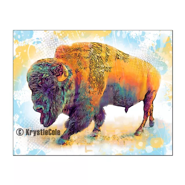 Buffalo BISON Art Print on PAPER or CANVAS. Original Artwork by Krystle Cole