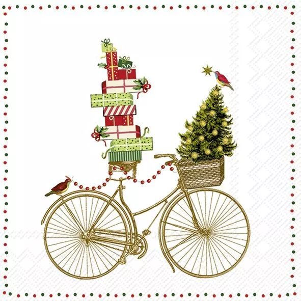 20 Cocktail Servietten*Weihnachten*Nostalg. Fahhrad*NOSTALGIC BICYCLE*25x25cm