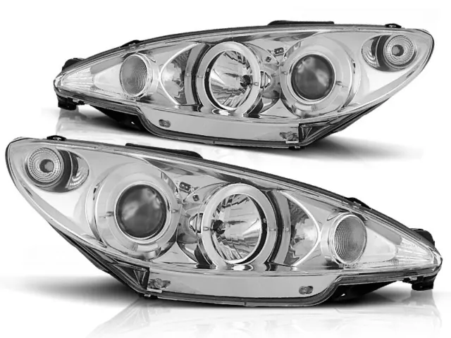 Angel Eyes Scheinwerfer Set für Peugeot 206 BJ 02-06 Klar Chrom