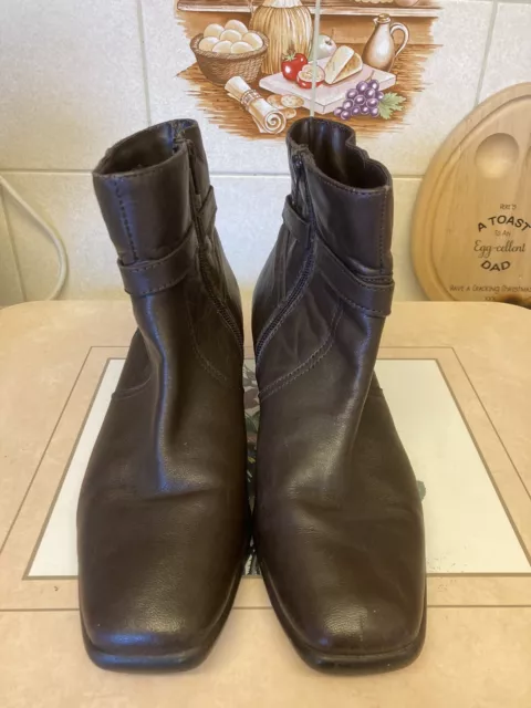 Ladies Size 6 Brown Zip Up Ankle Boots With 2" Wedge Heel by Matalan.