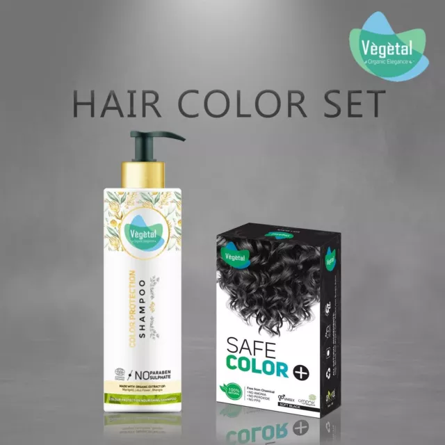 Safe Color Hair Color Soft Black Dye Shade With Color Protection Shampoo Combo