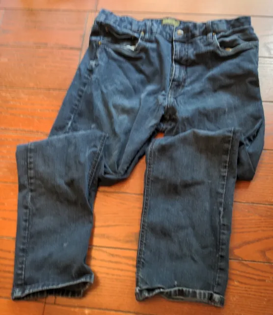 Urban Star jeans mens 38 X 32 Stretch straight distressed denim dark wash blue