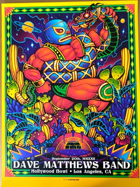 Dave Matthews Band Hollywood Bowl Los Angeles CA 2022 Show Poster #/1150 MunkOne