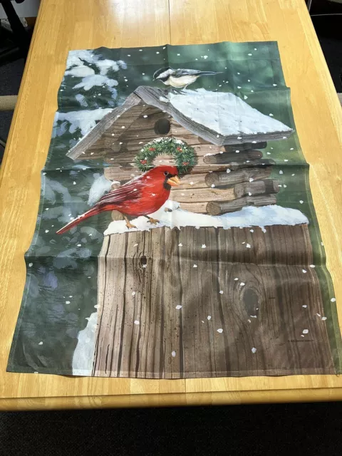 Vintage Large Indoor Outdoor Christmas Flags 20"x32" 3