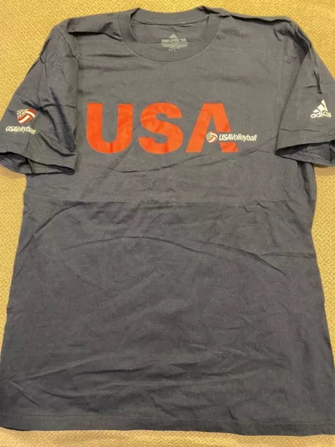 Mens New Adidas Team USA Olympics Volleyball Shirt Blue Medium M $35