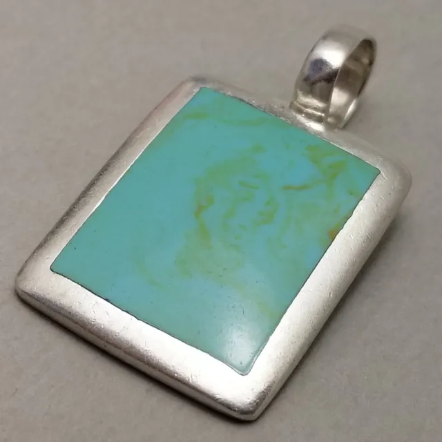 Solid Sterling Silver Turquoise Necklace Pendant Hallmarked - 7.7g