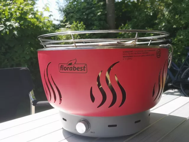 Lotus Grill  Holzkohlegrill  mit Aktiv Belüftung Feuerrot FLG 34-C1