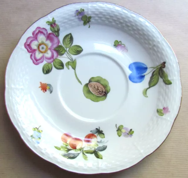 HEREND FRUITS NECKER SPARE UNDERPLATE / SAUCER FOR SOUP COUPE (Ref9631)