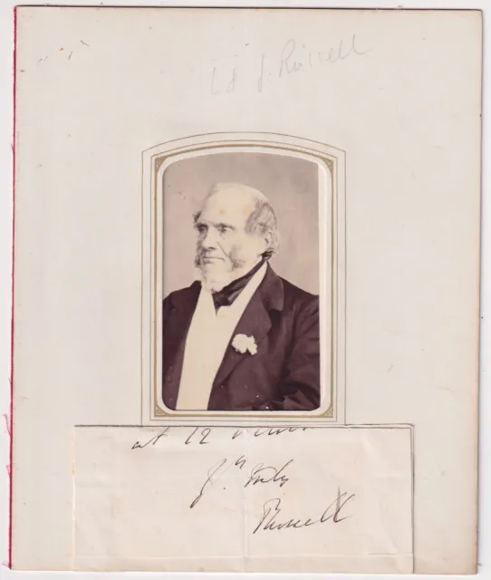 Original Cdv photo & autograph Lord John Russell Prime Minister from album 1860s