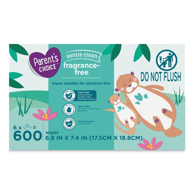 Parent's Choice Fragrance Free Baby Wipes, 600 Count