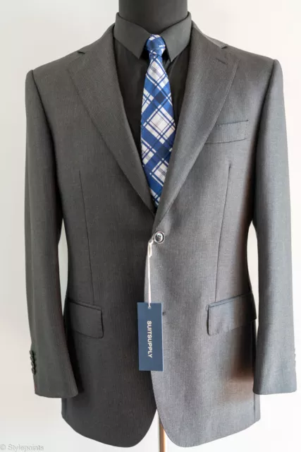 NEW Suitsupply Blue Line Coat (38R) Charcoal Gray Pinstripe Wool