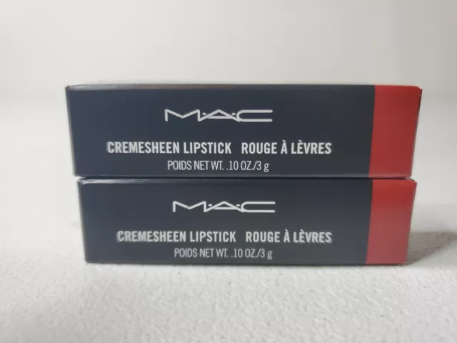 MAC Cremesheen Lipstick Brave Red 201 Rouge A Levres 0.10oz Two Pack Lot NEW