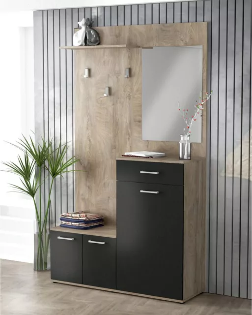 DecHome Mobile Per Entrata in Truciolato cm 115x35x197 h Antracite e Legno