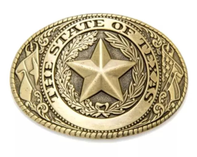 Nocona Western Mens Belt Buckle Oval Texas Seal Brass 37002