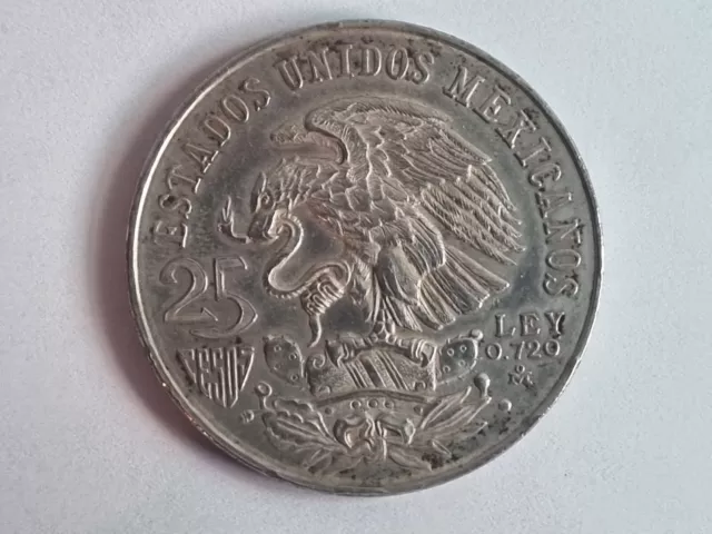 Pièce de monnaie en ARGENT 25 PESOS MEXIQUE 1968 / JEUX OLYMPIQUE 0.720 SILVER