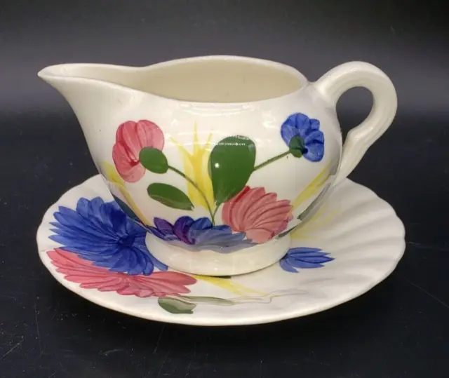 Vintage Blue Ridge Pottery Scallop Dish Chrysanthemum Creamer and Saucer Match