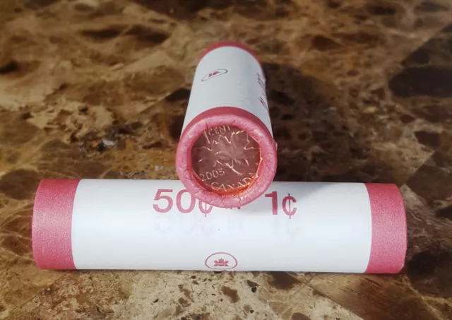 Canada 2005 Original Mint Wrapped Roll of 50 Pennies!!