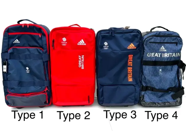 Adidas Team GB Travel Bag Luggage Wheeled Suitcase Trolly Olympic Red Blue LARGE