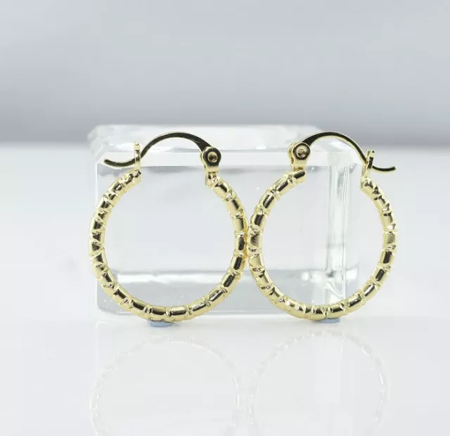 9ct Yellow Gold Filled Lady Girl Hoop 21mm Earring Xmas Birthday Gift  Q/636H