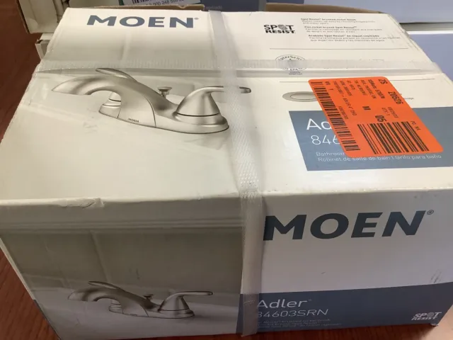 NEW SEALED Moen Adler 84603SRN 2-Handle Bathroom Faucet Brushed Nickel Bin213