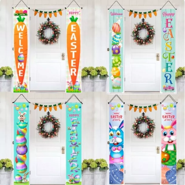 Happy Easter Door Banner Decoration Easter Couplets for Home Garden Hanging UK