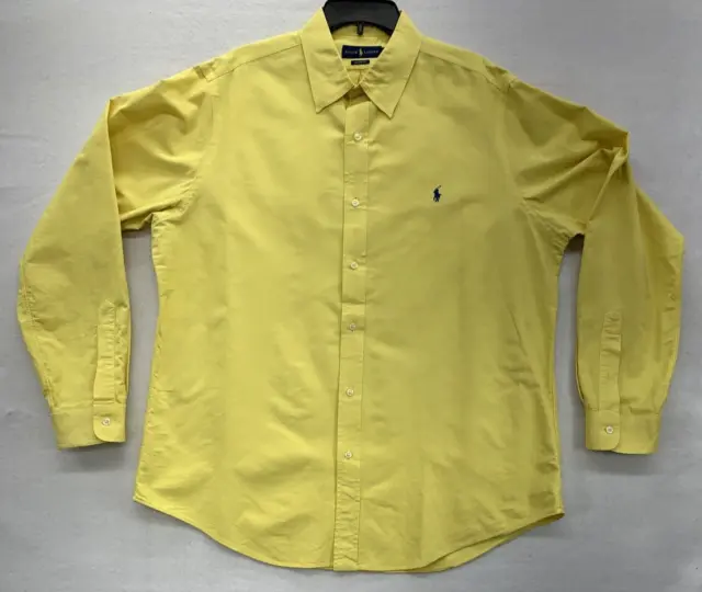 Ralph Lauren ButtonDown Shirt Classic Fit Size XL Yellow Long Sleeve 100% Cotton