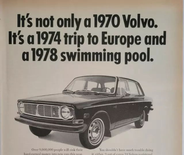 1970 Volvo Car Future Cost Savings Original Ad 1969 Time ~8x11"