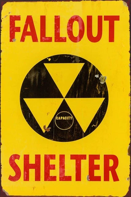 Fallout Shelter Vintage Look Reproduction Metal Tin Sign, Garage Decor Man Cave