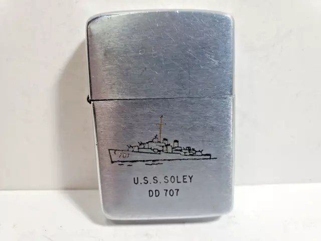 Vintage Working Zippo lighter, USS Soley, DD 707, Pat. 2517191 5871/33