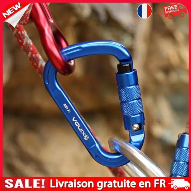 25KN Safety Auto Master Lock Carabiner Outdoor Climbing Buckle (Blue)