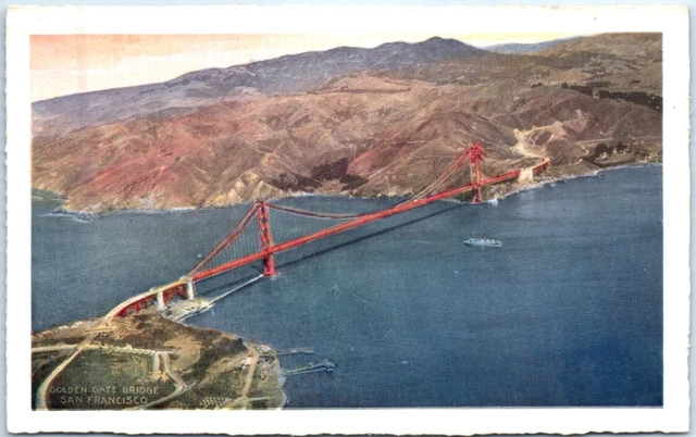Postcard - Airplane View of the Golden Gate Bridge, San Francisco, California
