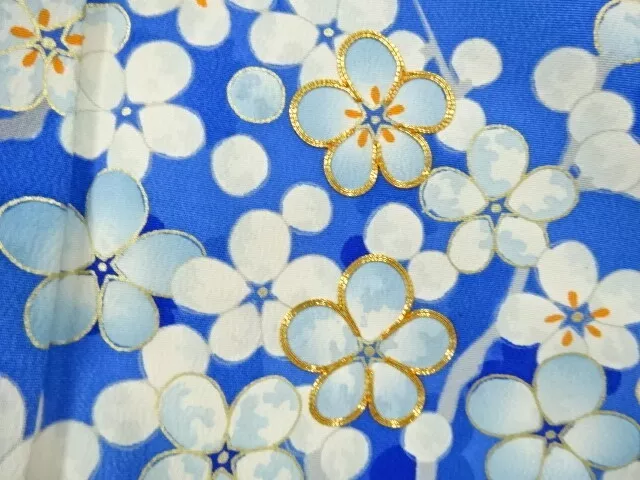 Japanese Kimono / Antique Furisode / Embroidery / Plum Blossoms / Komon 3