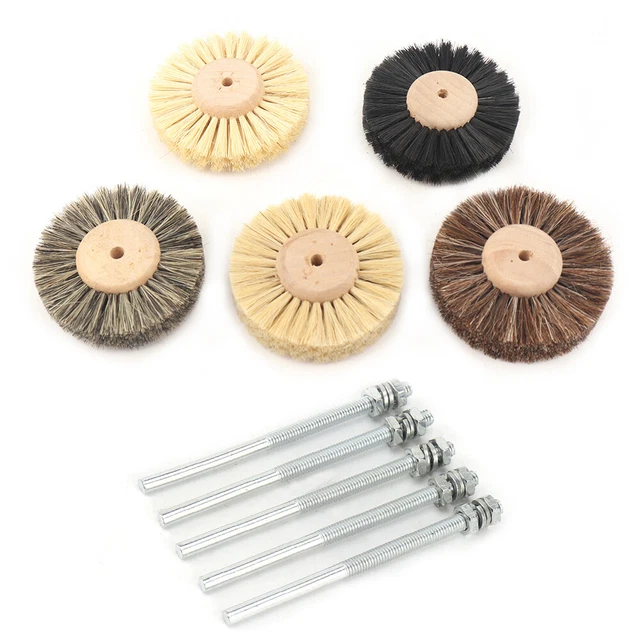 3"/78mm Wood Core Polishing Brush Set For Buffing Metal Jewelry Wood 6mm Hole