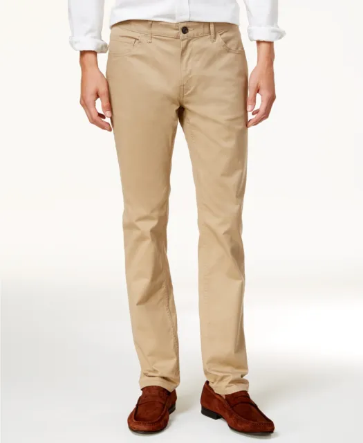 $90 Michael Kors Men's Beige Parker Slim Fit Stretch Chino Pants Size 34W 34L