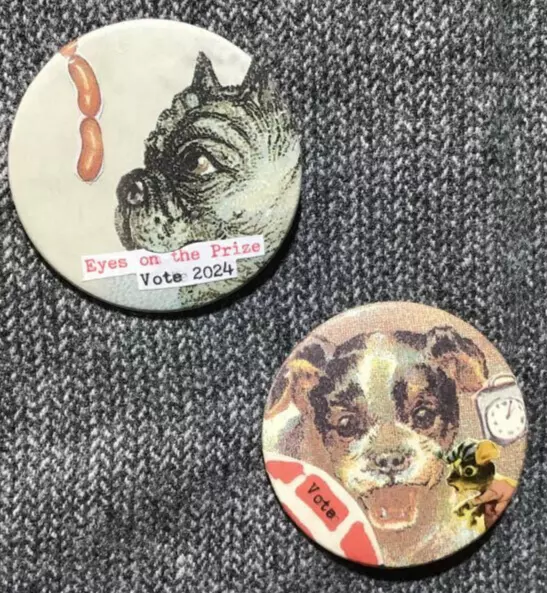 2 One of a Kind Vote Button 2024 Democracy Political Politics Dogs Art Collage