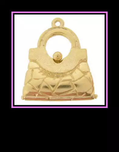 Ladies 14K Yellow Gold 3-D Purse Charm Pendant