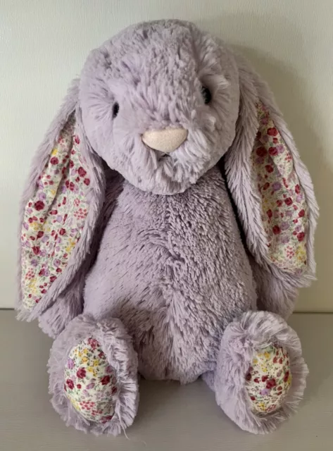 Jellycat Purple Bunny Jasmine Easter Rabbit Plush 11" Floral Ears Stuffed Animal