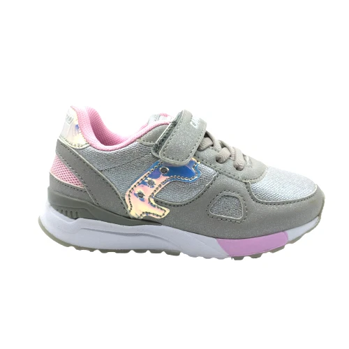 Scarpe da ginnastica bambina sneakers basse sportive per bimba a strappo argento