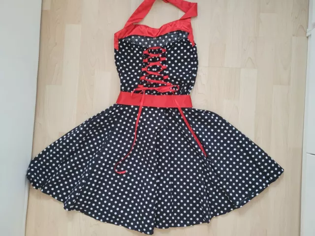 Tolles 50er, 60er Jahre Rockabilly Neckholder-Kleid, Polka, Dots, Größe: 36 2