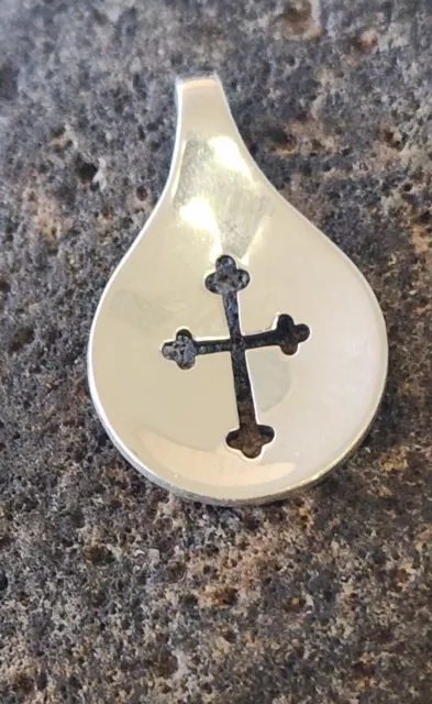 Retired James Avery Rare Cross Cut Out Concave Pendant NEAT! + JA Box!