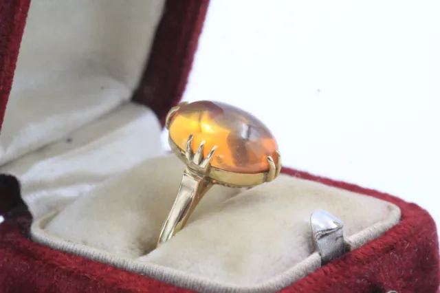ANTIQUE ART DECO 18K Gold 3 CTW Mexican Fire Opal Ring Sz 5 $389.00 ...