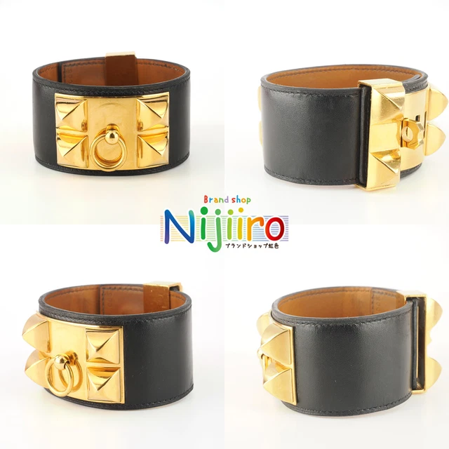【Superb Product】 HERMES Collie de Sien Black Gold Bangle