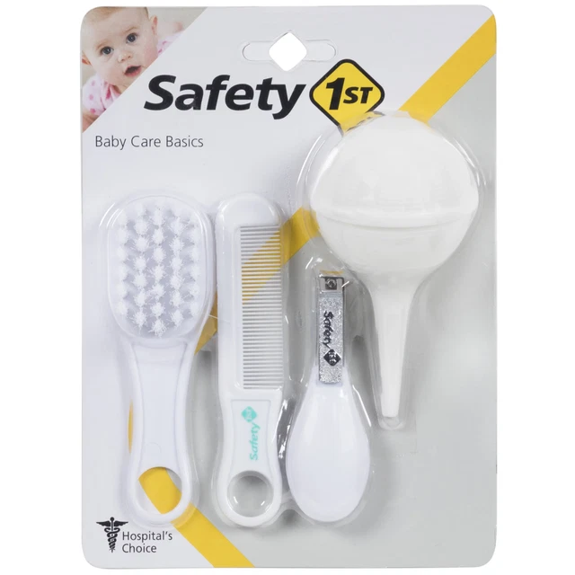 Safety 1st Baby Care Basics Brush & Comb 4 Piece Infant Essentials Set, White