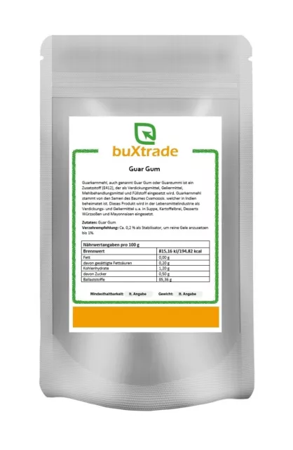 10x 1 kg | Guar Gum | Guarkernmehl E412 5000 CPS | glutenfrei | vegan | 10kg