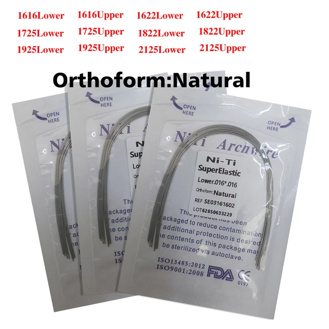 20 Fili Arco Dentale Ortodontico Super Elastici NITI - Rotondi, Forma Naturale, Assortiti