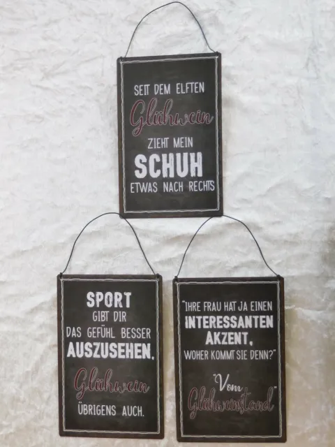 Schild, Metallschild mit Spruch, Thema Glühwein, 3 Modelle zur Auswahl, Vintage