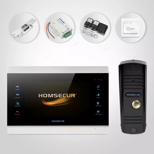 HOMSECUR 7" Sonnette Intelligente Vidéo&Audio Supporter Serrure Electrique