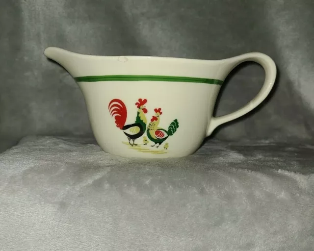 Steubenville Horizon Family Affair Roosters Chickens Creamer - Vintage 1950's