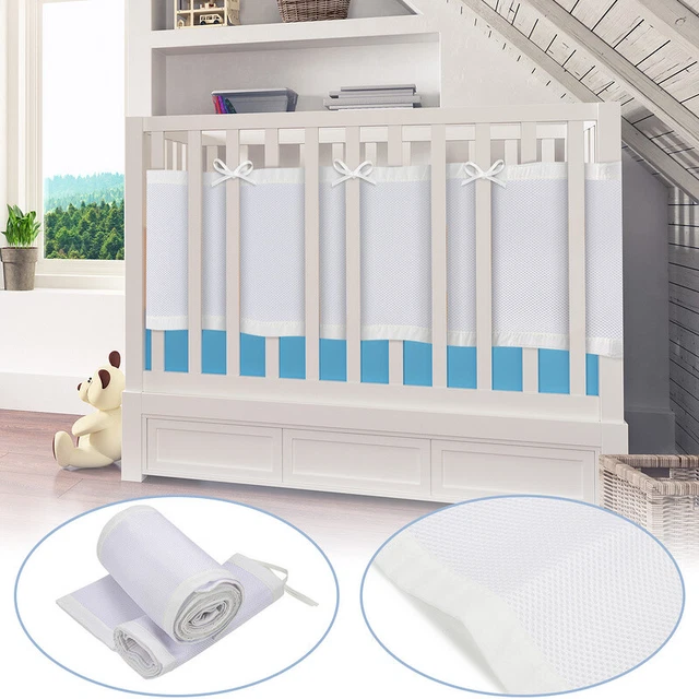 2x nido borde de cama 160x30 340x30 cm transpirable seguro protección para la cabeza