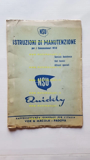 NSU 50 Quickly 1955 manuale officina originale Italiano workshop manual